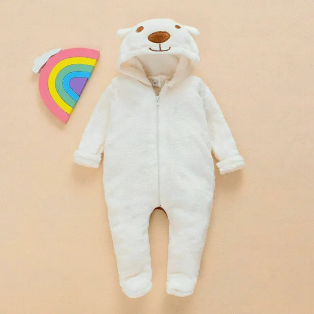 Newborn Baby Boy Girl Kids Bear Hooded Romper Jumpsuit Bodysuit Clothes Outfits 5