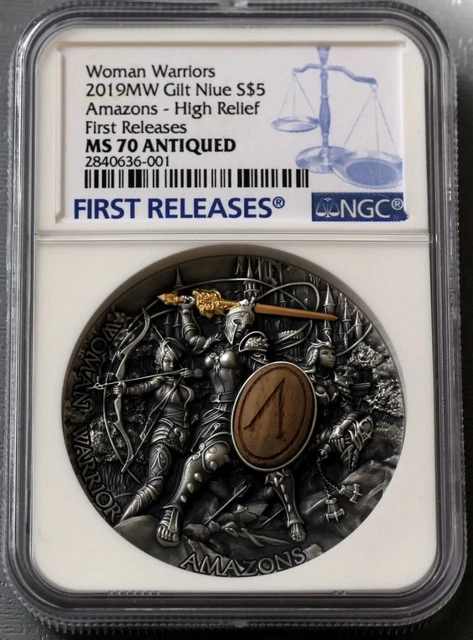 2019 Niue WOMAN WARRIOR Amazons 2 Oz Silver Coin 5$ NGC MS70