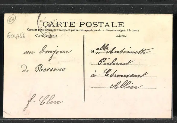 CPA Ressons-sur-Matz, Postes et Télégraphes 1908 2