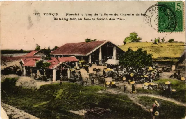 CPA AK VIETNAM TONKIN Walk Along the Road Line (550495)