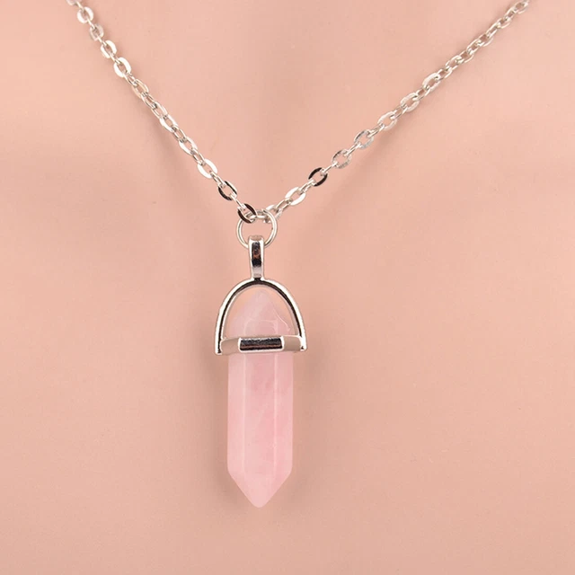 Natural Crystal Pendulum Quartz Stone Pendant Chakra Healing Gemstone Necklace 11