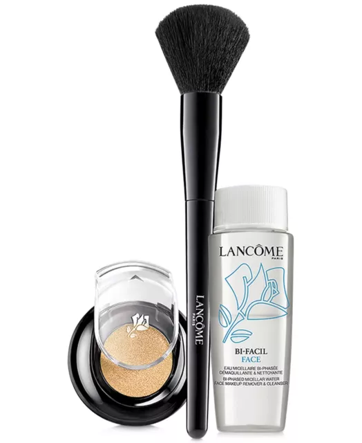 Lancome Create the Perfect Glow Makeup SAMPLE Trio: Highlighter, Brush & Remover