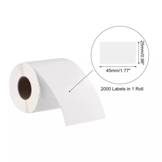 Térmica Etiqueta Envío Pegatinas 45x25mm en 2 Fila Blanco 2000 Etiquetas 1 Rollo 2