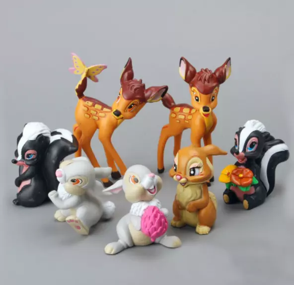 7PCS/SET Disney Bambi Flower Bunny Rabbit Mini Action Figures PVC Toys Dolls