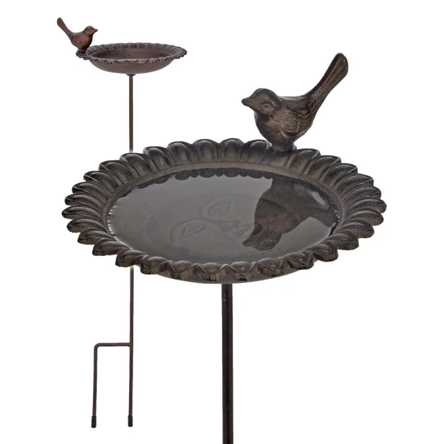 Vogeltränke Gusseisen stehend Futterschale Vogel Metall Vogelbad Höhe 79,5 cm
