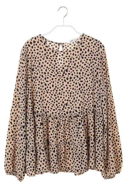 Camicia H&M volantini stampa animale 164 beige