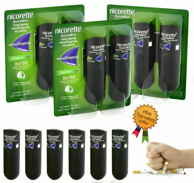 Nicorette Quickmist mouthspray Freshmint 2 x 150 - Pack Of 3 Expiry = 07-2024