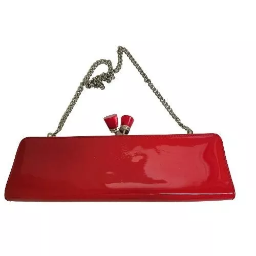 Sondra Roberts Vintage Bakelite Kisslock Red Patent Purse