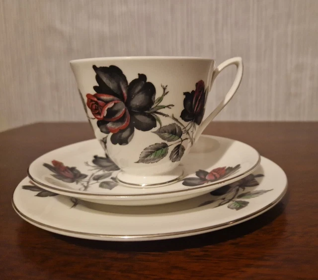 Vintage Royal Albert Bone China Trio Cup And Saucer Masquerade Pattern