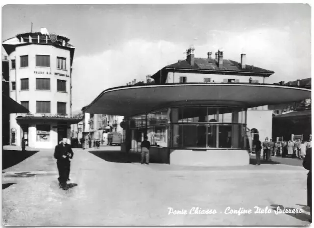 CARTOLINA DI COMO ,PONTE CHIASSO - CONFINE ITALO - SVIZZERO viaggiata 1956