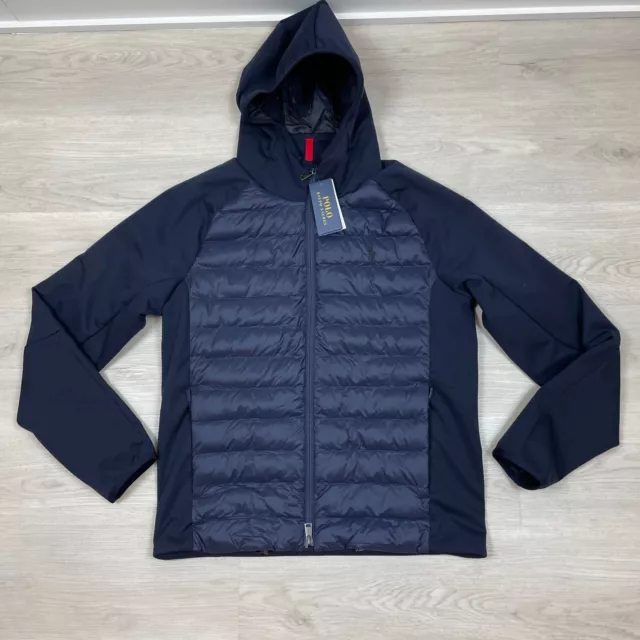 Polo Ralph Lauren Quilted Hybrid Jacket Mens Medium Navy Down Hooded