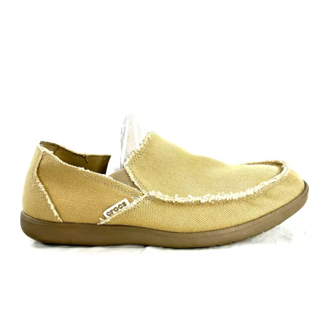 CROCS SANTA CRUZ Men Size 12 Tan Khaki Canvas Loafer Slip on Shoe $23. ...