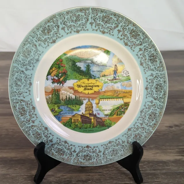 Fascinating Washington State Souvenir Collector Plate 9" Features various Locals