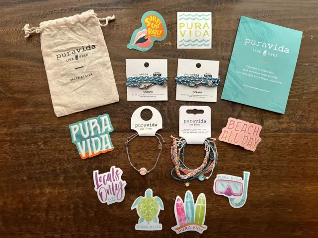 Pura Vida x Shark Week Multi Pack Of Friendship Bracelets +Ocean Waves +Stickers