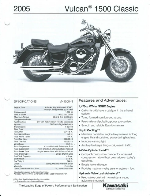 MOTORCYCLE DATA SHEET - Kawasaki - Vulcan 1500 Classic - 2005 ...