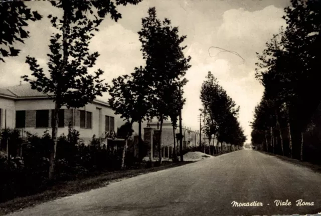 Monastier viale Roma formato grande viaggiata 1956 Treviso