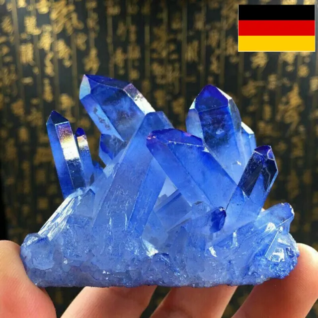 70g Natürliche blaue Kristall Quarz Cluster Stein Mineral Heilprobe Dekor DE NEU