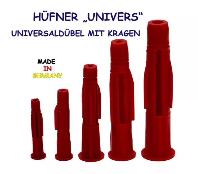 HÜFNER Universaldübel Mehrzweckdübel  "UNIVERS" 5 -12 mm  mit / ohne Kragen