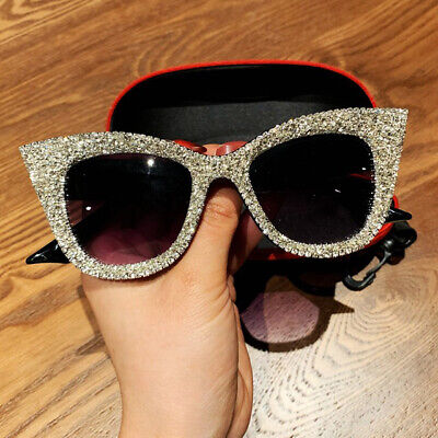 Cat Eye Shining Rhinestone Sunglasses Women 2021 Oversized Sun Glasses Eyewear