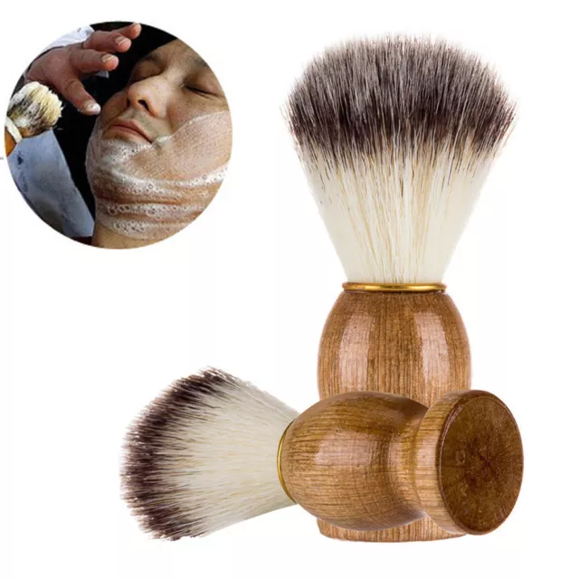 Men Shaving Bear Brush Best Badger Hair Shave Wood Handle Razor Barber Tool AU