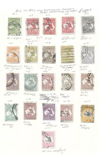 Australia Stamp Collection George V Kangaroo issues inc 10/- sg136. SG cat:£500+ Australia Stamp Collection George V Kangaroo issues inc 10/- sg136. SG cat:£500+