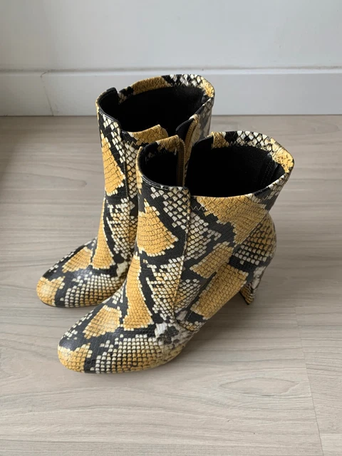 Bottines femme 39 Aldo Jaune serpent très bon état