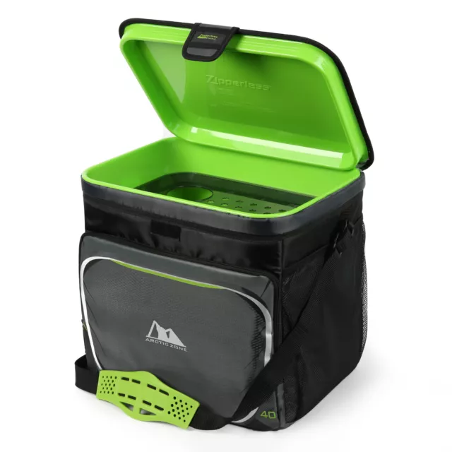 ARCTIC ZONE 40 Can Zipperless Soft Sided Cooler with Hard Liner, Black ...