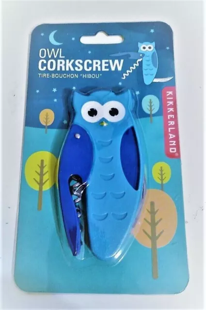 Kikkerland Owl Corkscrew Bottle Opener & Foil Cutter #CS04 - Whimsical - NEW