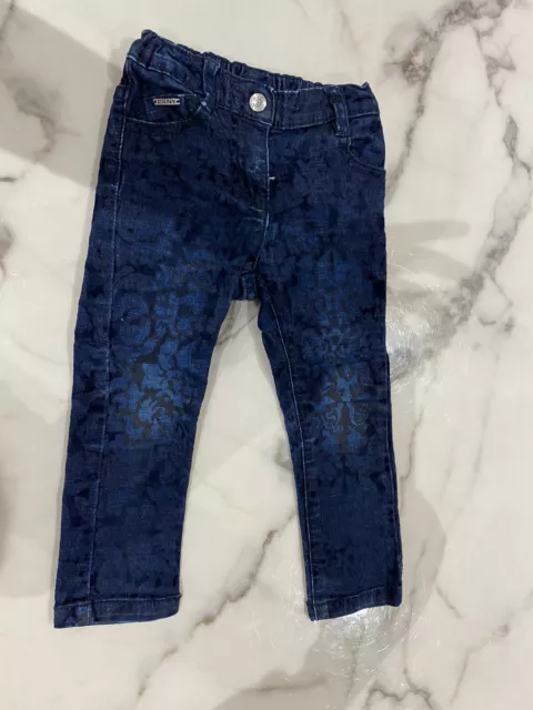 Jeans denim DKNY bambina motivo blu 18 mesi