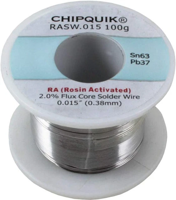 RASW.015 100G Solder Wire 63/37 Tin/Lead Rosin Activated .015 100G ULTRA THIN