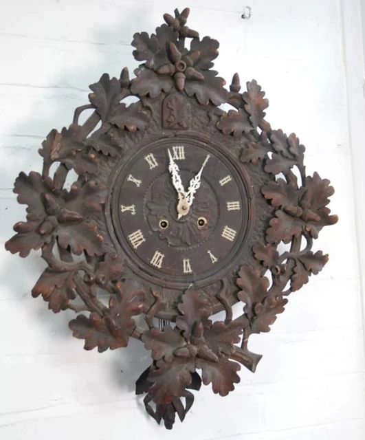 LARGE CARVED GERMAN Black Forest Cuckoo Clock 8 Day Fusee $2,405.38 ...