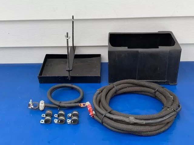 Marine # 2 Gauge Hd 20 Ft Sterndrive Outboard Boat Battery Cables & Battery Box