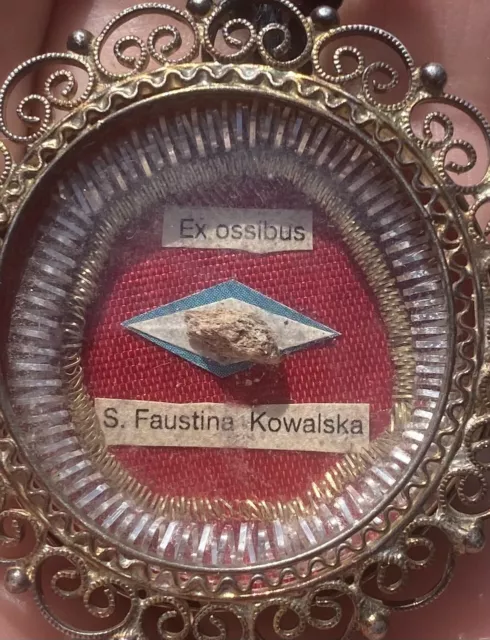 reliquia reliquiario reliquary Argento S. Faustina Kowalska ossibus