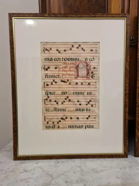 Authentic Medieval 15th Century Gregorian Vellum Illuminated Framed Manuscripts 3