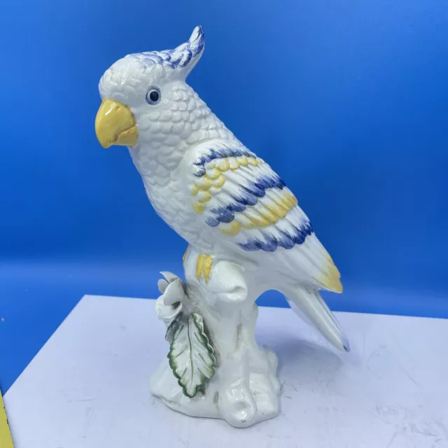 Cockatoo Figurine Ornament Vintage Porcelain White Med Parrot 9in Tall