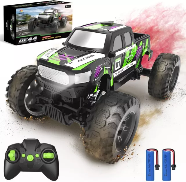 DEERC DE44 1:16 Scale Remote Control Monster Truck with Fog Mist, Dual...