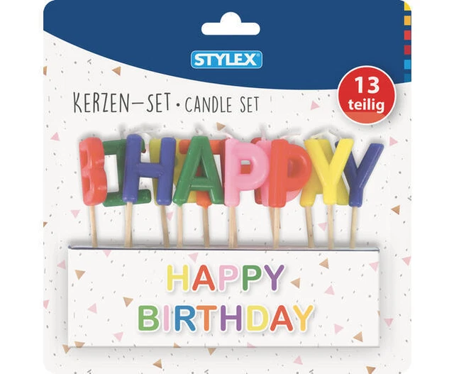 Candele Stylex 10721 Happy Birthday, 13 pezzi