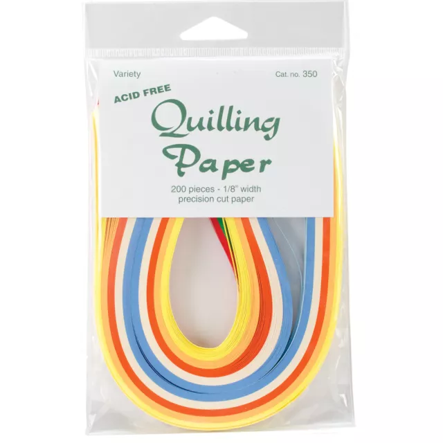 Quilling Paper 0.125" (3mm) 200 Per Pack - Variety (10 Colour Assortment )