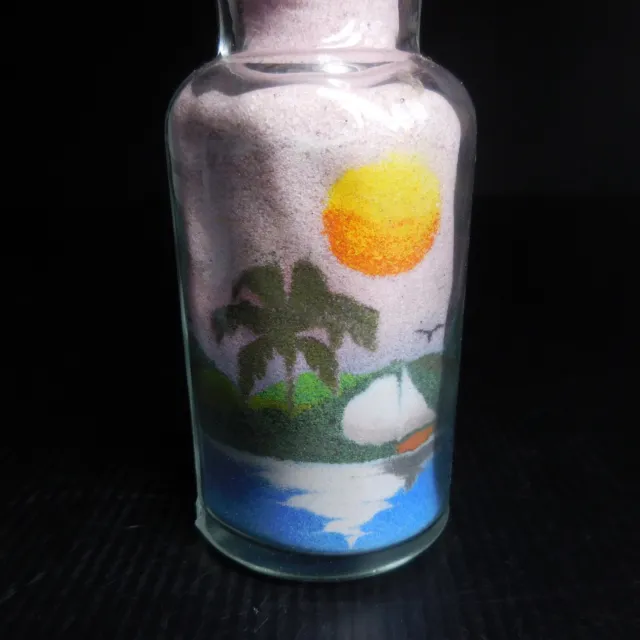 Vintage Art Deco Landscape Cork Glass Multi-Colored Sea Salt Bottle N7365 2