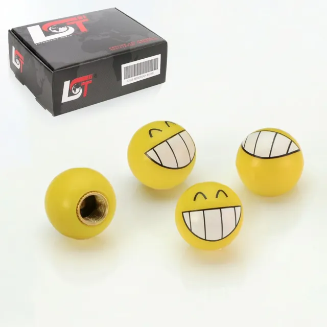 4x Ventilkappen Aluminium Reifen Ventil Emoji Smiley Grins Gelb für JEEP