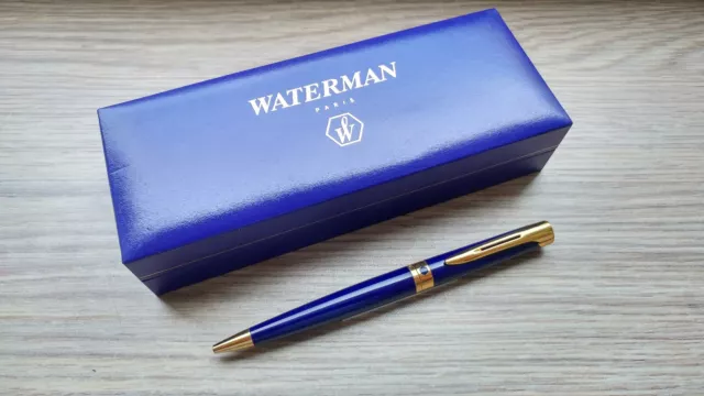 Vintage RARE 1990's Waterman L'etalon Indigo Blue Lacquer Ballpoint Pen BOXED