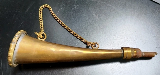 Corne De Chasse Ancienne En Cuivre – Trompe De Battue – Instrument D'appel Vintage