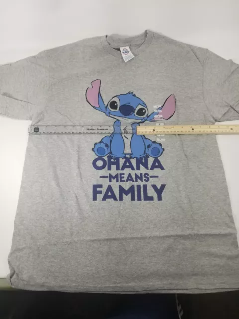 Disney Stitch  " Ohana Means Family " Large Gray Shirt Adult NWT