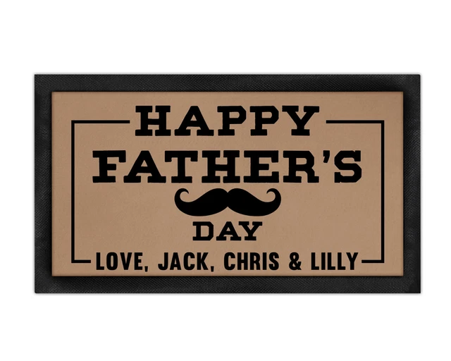 Personalised Happy Father's Day Bar Runner Mat Garden Home Man Cave Pub Tiki