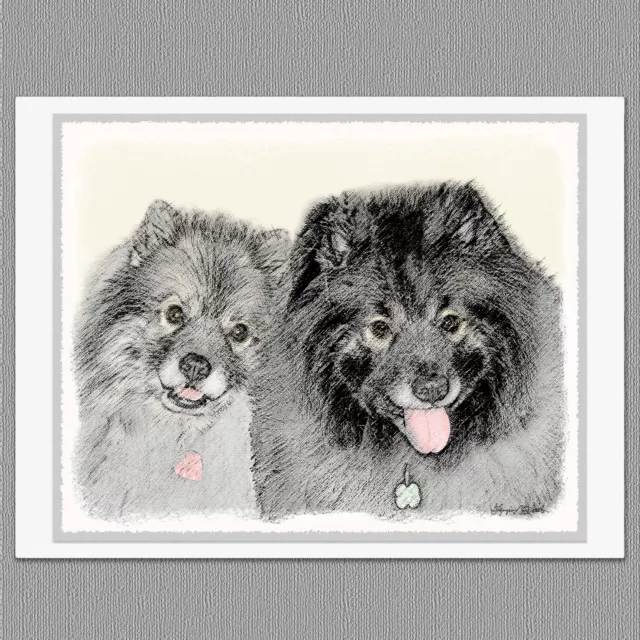 6 Keeshond Portrait Dog Blank Art Note Greeting Cards