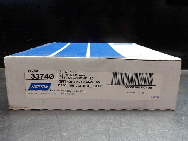 25 NEW! Norton Abrasives 7" x 7/8" Metalite F226 Fiber Discs 60 Grit 66261133740