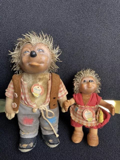 MECKI STEIFF Germany, famille hérisson anciennes figurines 1960  jouet peluche