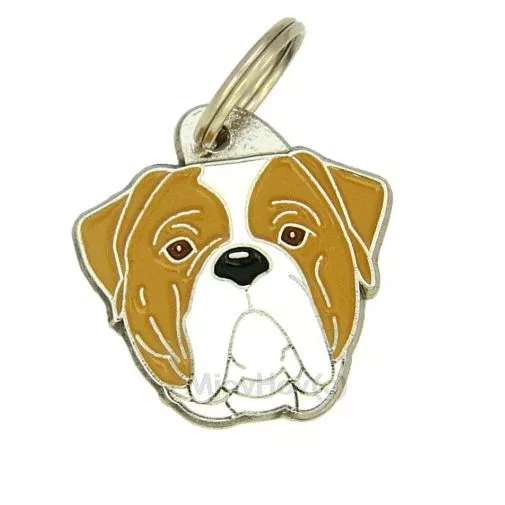 Dog name ID Tag,  American bulldog, Personalized, Engraved, Handmade, Charm