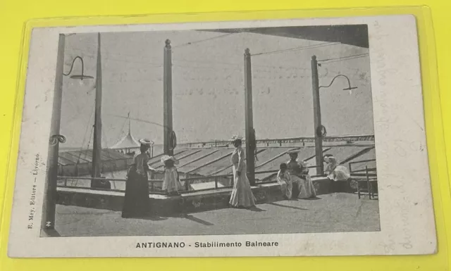 Cartolina Di Antignano Livorno Stabilimento Balneare Animata Viaggiata Fp