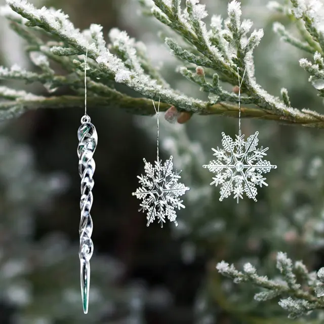 Naler 30-Teilig Schneeflocken Eiszapfen Weihnachtsdeko Christbaumschmuck Aus Acr